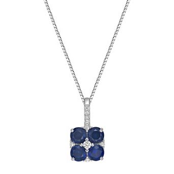Gemminded Sterling Silver Lab-Created Sapphire & Lab-Created White Sapphire Pendant Necklace