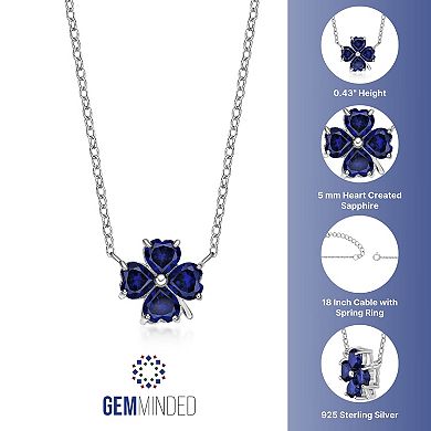 Gemminded Sterling Silver Lab-Created Sapphire Pendant Necklace