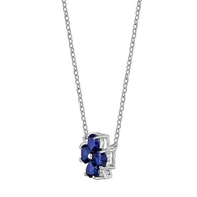 Gemminded Sterling Silver Lab-Created Sapphire Pendant Necklace