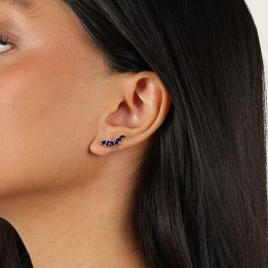 Gemminded Sterling Silver Lab-Created Sapphire Crawler Earrings