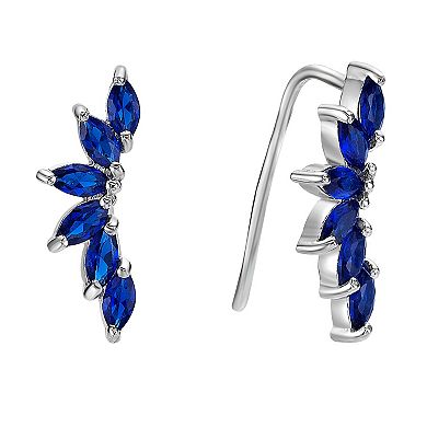 Gemminded Sterling Silver Lab-Created Sapphire Crawler Earrings