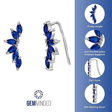 Gemminded Sterling Silver Lab-Created Sapphire Crawler Earrings