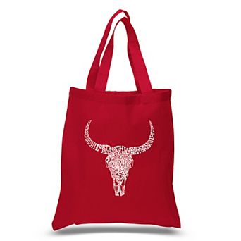 Small Word Art Tote Bag - Texas Skull