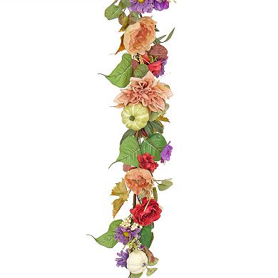 National Tree Company Harvest Serenity 72-in. Mixed Flower & Pumpkin Garland