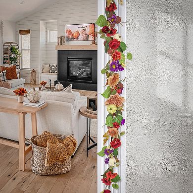 National Tree Company Harvest Serenity 72-in. Mixed Flower & Pumpkin Garland