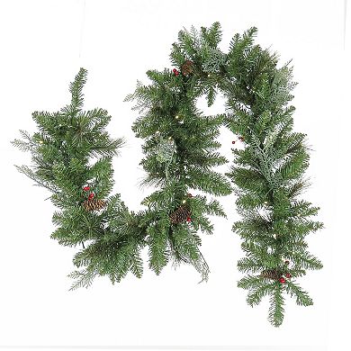 National Tree Company 3-Piece Feel Real Artificial Buzzard Pine Battery-Operated LED 5-ft. Entrance Tree in Pot, 24-in. Wreath & 6-ft. Garland Set