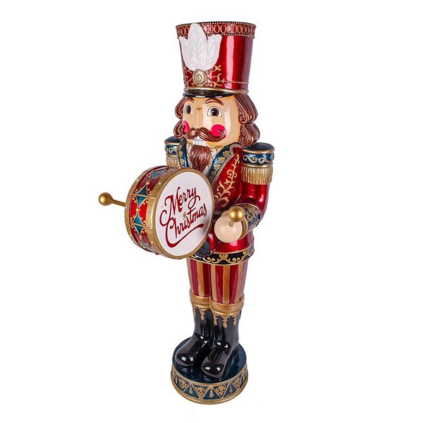 National Tree Company 58in. Drummer Nutcracker Floor Decor with MultiColor LEDs, Moving Hands