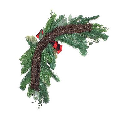 National Tree Company 24-in. Mixed Boughs, Leaves, Cones & Bow Corner Swag