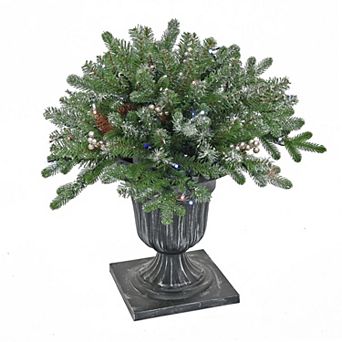 National Tree Company 24 in Feel-Real® Flocked Faux Morgan Spruce Pre-Lit Porch Bush