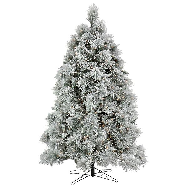 National Tree Company HGTV 6.5' Flocked Bavarian Pre-Lit Christmas Pine ...