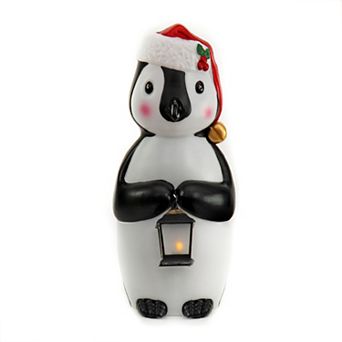National Tree Company 23 in Penguin Holding Warm White LED Lantern