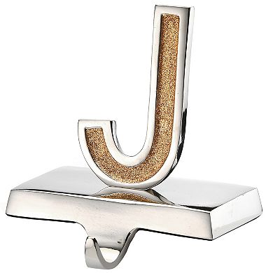 National Tree Company 3-Piece "Joy" Paw Print Silver & Gold Sparkle Stocking Holder Set
