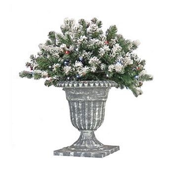 National Tree Company 24 in Twinkling LED Snowy Sheffield Spruce Porch Bush