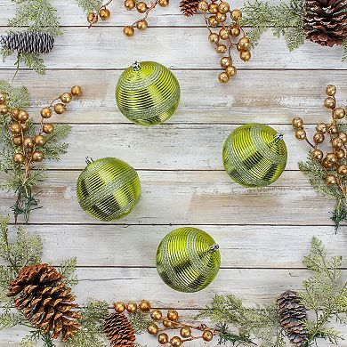 National Tree Company First Traditions 4-Pack Green Christmas Shatterproof Bauble Ornaments