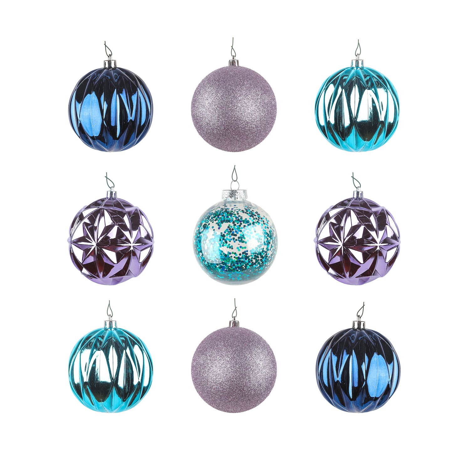 60 Pack Green, Gold, Purple Assorted Ball and Onion Ornaments