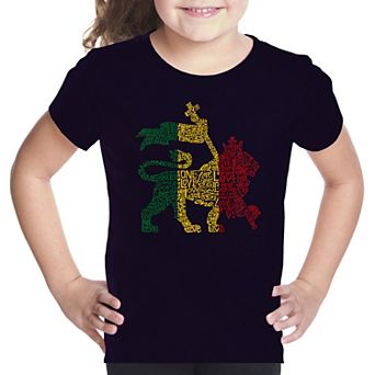 Rasta Lion - One Love - Girl's Word Art T-shirt
