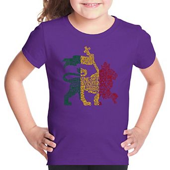 Rasta Lion - One Love - Girl's Word Art T-shirt