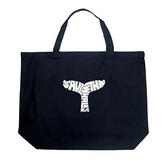 Large Word Art Tote Bag - SAVE THE WHALES