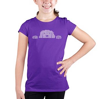 Peeking Dog - Girl's Word Art T-shirt