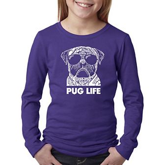 Pug Life - Girl's Word Art Long Sleeve