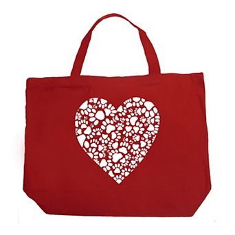 Large Word Art Tote Bag - Paw Prints Heart