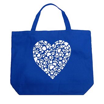 Large Word Art Tote Bag - Paw Prints Heart