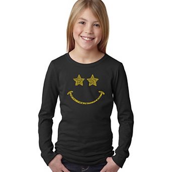 Rockstar Smiley - Girl's Word Art Long Sleeve