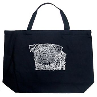 Large Word Art Tote Bag - Pug Face