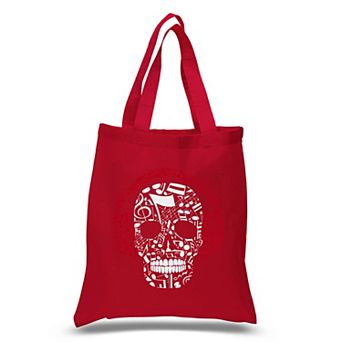 Small Word Art Tote Bag - Music Notes Skull