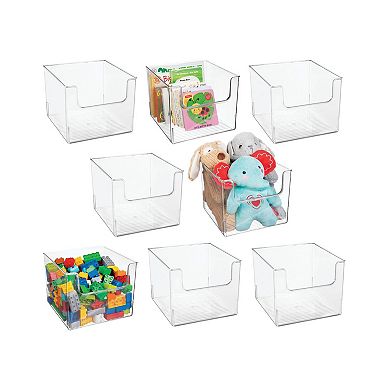 mDesign Plastic Large Home Storage Organizer Bins with Open Front, 8 Pack, Clear