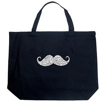 Large Word Art Tote Bag - WAYS TO STYLE A MOUSTACHE