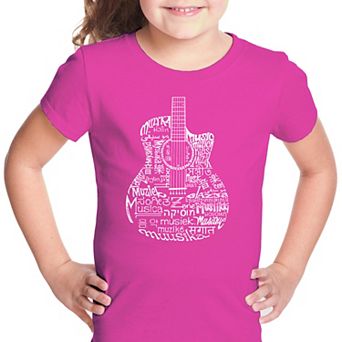 Languages Guitar - Girl's Word Art T-shirt