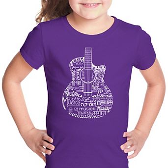 Languages Guitar - Girl's Word Art T-shirt