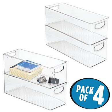 mDesign 16" x 5.75" x 5" Linus Plastic Office Supply Organizer, Storage Holder Bin, 4 Pack