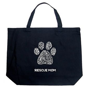 Large Word Art Tote Bag - Rescue Mom