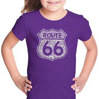 Route 66 - Life is a Highway - Girl's Word Art T-shirt