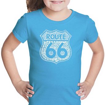 Route 66 - Life is a Highway - Girl's Word Art T-shirt