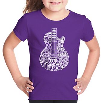 Rock Guitar Head - Girl's Word Art T-shirt