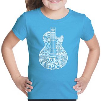 Rock Guitar Head - Girl's Word Art T-shirt