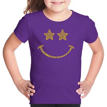 Rockstar Smiley - Girl's Word Art T-shirt