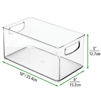 mDesign 10" x 6" x 5" Plastic Bathroom Storage Organizer Bin with Handles - 2 Pack