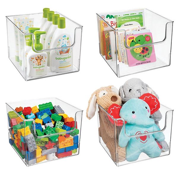 mDesign Plastic Large Home Storage Organizer Bins with Open Front, 4 Pack