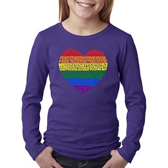 Pride Heart - Girl's Word Art Long Sleeve