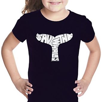 SAVE THE WHALES - Girl's Word Art T-shirt