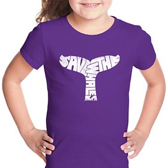 SAVE THE WHALES - Girl's Word Art T-shirt