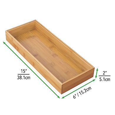 mDesign Wooden Natural Wood Office Drawer Organizer Box Tray - 2 Pack