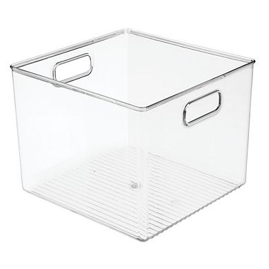 mDesign 10" x 10" x 7.75" Plastic Closet Storage Organizer Bin Basket with Built-In Handles