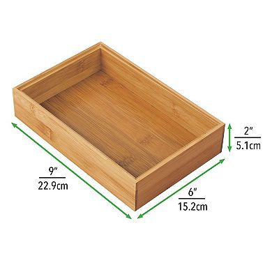 mDesign Stackable 9" Long Office Natural Wood Drawer Organizer - 4 Pack