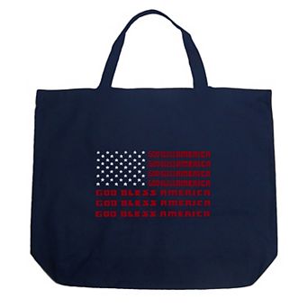 Large Word Art Tote Bag - God Bless America
