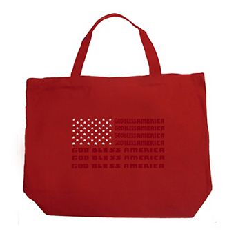 Large Word Art Tote Bag - God Bless America